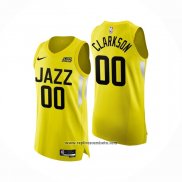Camiseta Utah Jazz Jordan Clarkson #00 Icon Autentico 2022-23 Amarillo