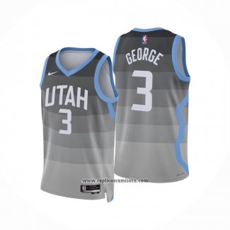 Camiseta Utah Jazz Keyonte George NO 3 Ciudad 2025-26 Gris