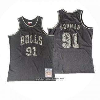 Camiseta Chicago Bulls Dennis Rodman #91 Mitchell & Ness 1997-98 Negro1