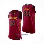 Camiseta Cleveland Cavaliers LeBron James #23 Icon Autentico Rojo