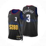 Camiseta Denver Nuggets Julian Strawther #3 Ciudad 2023-24 Negro