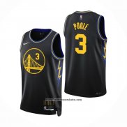 Camiseta Golden State Warriors Jordan Poole #3 Ciudad 2021-22 Negro