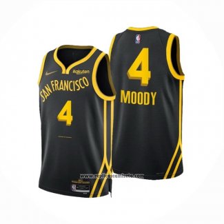Camiseta Golden State Warriors Moses Moody #4 Ciudad 2023-24 Negro