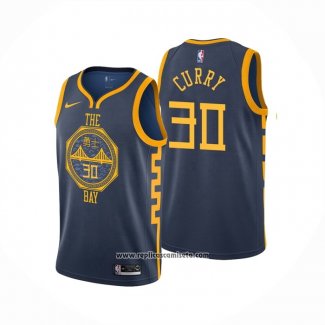 Camiseta Golden State Warriors Stephen Curry #30 Ciudad 2018-19 Azul