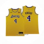 Camiseta Los Angeles Lakers Dalton Knecht #4 Icon 2024-25 Amarillo