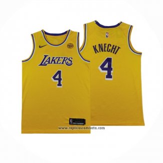 Camiseta Los Angeles Lakers Dalton Knecht #4 Icon 2024-25 Amarillo