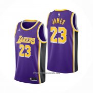 Camiseta Los Angeles Lakers LeBron James #23 Statement 2020-21 Violeta