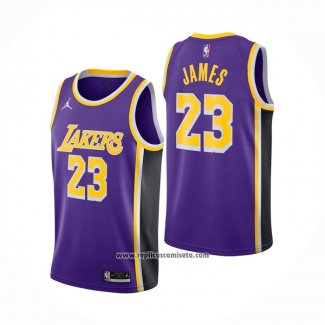 Camiseta Los Angeles Lakers LeBron James #23 Statement 2020-21 Violeta