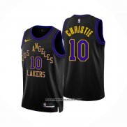 Camiseta Los Angeles Lakers Max Christie #10 Ciudad 2023-24 Negro