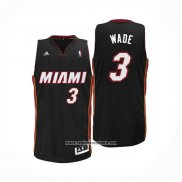 Camiseta Miami Heat Dwyane Wade NO 3 Segunda Negro