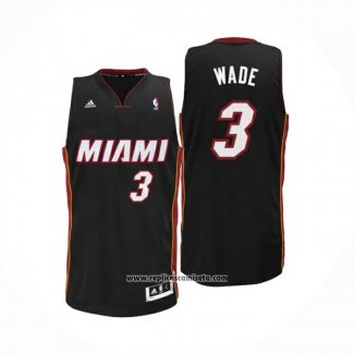 Camiseta Miami Heat Dwyane Wade NO 3 Segunda Negro