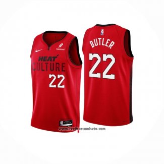 Camiseta Miami Heat Jimmy Butler #22 Ciudad 2024-25 Rojo