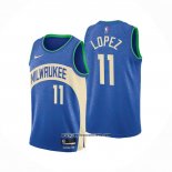 Camiseta Milwaukee Bucks Brook Lopez #11 Ciudad 2023-24 Azul