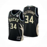 Camiseta Milwaukee Bucks Giannis Antetokounmpo #34 Statement 2022-23 Negro