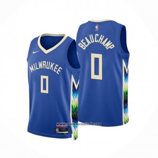 Camiseta Milwaukee Bucks Marjon Beauchamp #0 Ciudad 2022-23 Azul