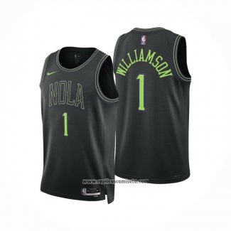 Camiseta New Orleans Pelicans Zion Williamson #1 Ciudad 2023-24 Negro