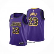 Camiseta Nino Los Angeles Lakers LeBron James #23 Ciudad 2019-20 Violeta