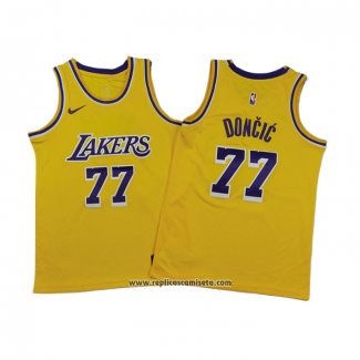 Camiseta Nino Los Angeles Lakers Luka Doncic NO 77 Icon 2024-25 Amarillo