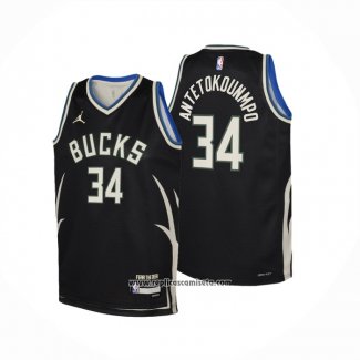 Camiseta Nino Milwaukee Bucks Giannis Antetokounmpo #34 Statement 2022-23 Negro