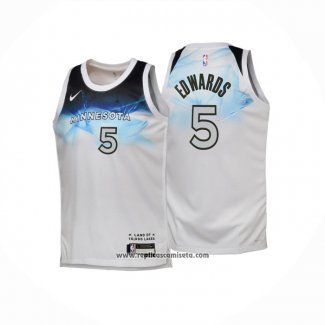 Camiseta Nino Minnesota Timberwolves Anthony Edwards #5 Ciudad 2024-25 Blanco