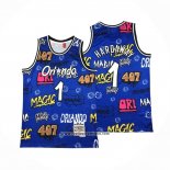 Camiseta Orlando Magic Penny Hardaway #1 Slap Sticker Mitchell & Ness 1994-95 Azul