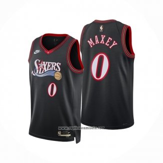 Camiseta Philadelphia 76ers Tyrese Maxey NO 0 Classia 2025-26 Negro