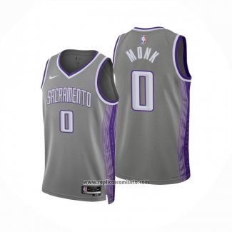 Camiseta Sacramento Kings Malik Monk #0 Ciudad 2022-23 Gris