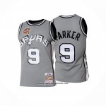 Camiseta San Antonio Spurs Tony Parker #9 Hall Of Fame Mitchell & Ness 2001 Gris
