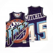 Camiseta Utah Jazz Donovan Mitchell #45 Mitchell & Ness Big Face Violeta