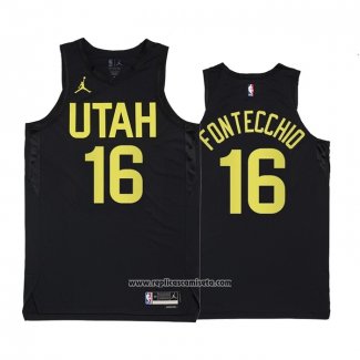 Camiseta Utah Jazz Simone Fontecchio #16 Statement 2022-23 Negro