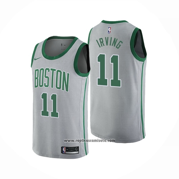 Parte encerrar sitio Camiseta Boston Celtics Kyrie Irving #11 Ciudad 2018-19 Gris