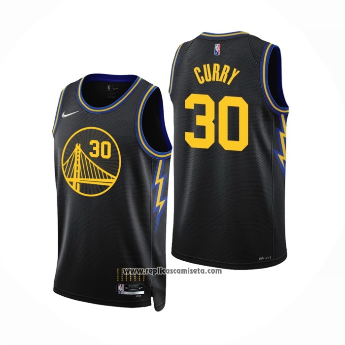 Camiseta State Warriors Stephen Curry #30 Ciudad Negro