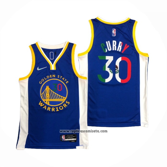 Camiseta Golden State Warriors Curry #30 Icon Royal Special Mexico Edition Azul