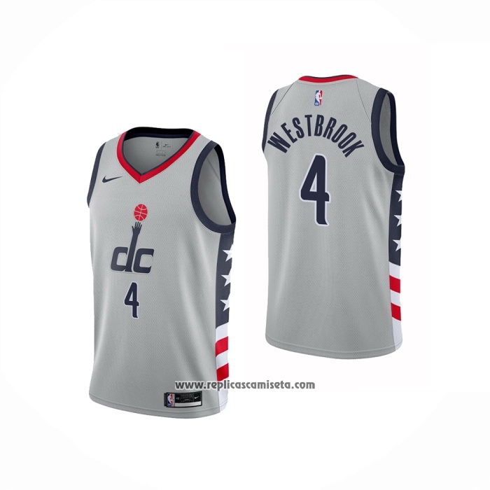 Camiseta Washington Wizards Russell Westbrook #4 Ciudad Gris